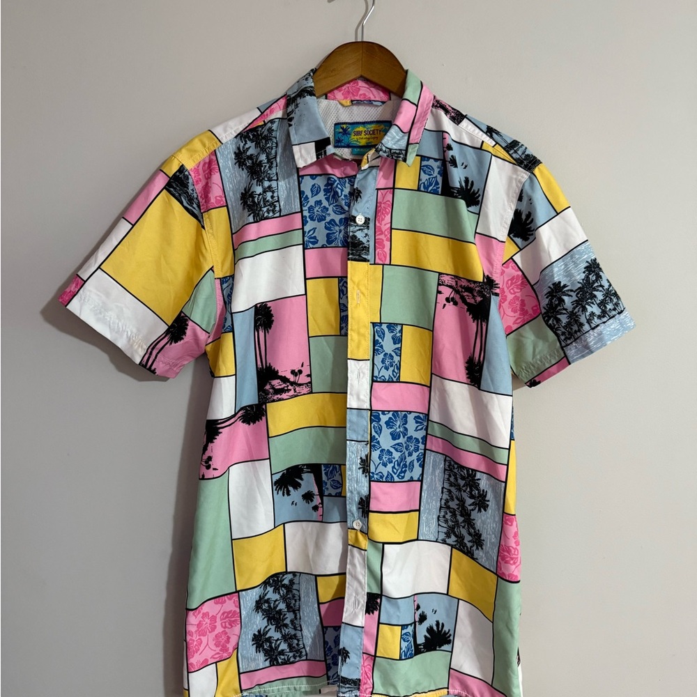 Surf Society Hawaiian Button Up Mens Size Large